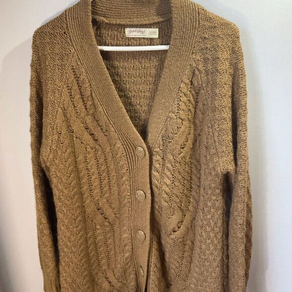 Vintage Grandpa Sweater, Button Up Cardigan, L. Urban Camel, oversized - Picture 4 of 8